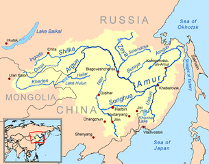 Karte des Einzugsgebiets des Flusses Amur