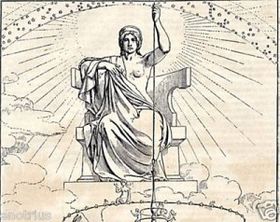 Ananké przedstawiony na ilustracji wspóczesnej wersji Republiki Platona.