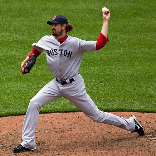 Miller pitching for the Boston Red Sox in 2012