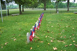 Appomattox Court House Konfederační hřbitov náhrobek row.jpg