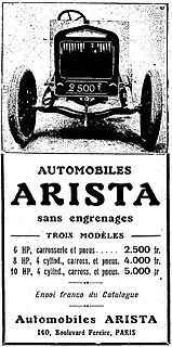 Arista (1912 automobile) automobile manufacturer