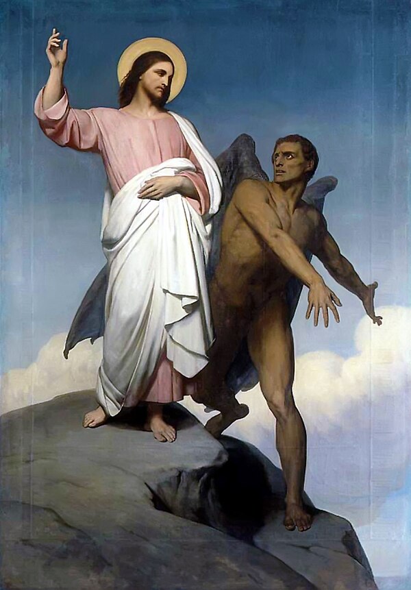 The devil, in opposition to the will of God, represents evil and tempts Christ, the personification of the character and will of God. Ary Scheffer, 18