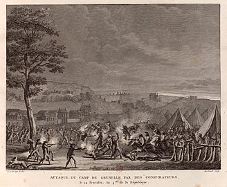 Неуспешно въстание на монтаняри и последователи на Бабьоф във военния лагер Grenelle (9 септември 1796)