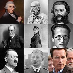 1. řada: Joseph Haydn • František Josef I. • Johann Strauss 2. řada: Sigmund Freud • Bertha von Suttnerová • Erwin Schrödinger 3. řada: Adolf Hitler • Kurt Schuschnigg • Arnold Schwarzenegger