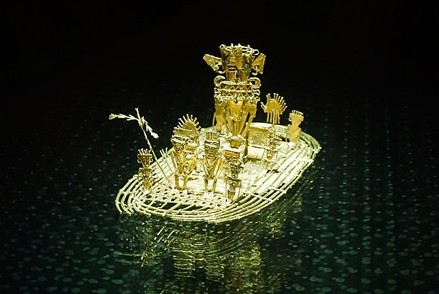 The famous Muisca raft, representing the initiation ritual of the new zipa formed the basis of the legend of El Dorado, the main motive for the Spanis