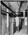 Basement, showing central cast-iron column and radiating iron beams - New London Ledge Lighthouse, Long Island Sound, East of main harbor channel, New London, New London County, HAER CONN,6-NEWLO,16-6.tif