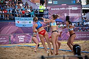 Deutsch: Beachhandball bei den Olympischen Jugendspielen 2018 in Buenos Aires; Tag 7, 13. Oktober 2018; Mädchen, Finale Argentinien-Croatien 2:0 English: Beach handball at the 2018 Summer Youth Olympics in Buenos Aires at 13 October 2018 – Girls Gold Medal Match – Argentina-Croatia 2:0 Español: Handball de playa en los Juegos Olimpicos de la Juventud Buenos Aires 2018 en 13 de octubre de 2018 – Partido por la medalla de oro femenino - Argentina-Croacia 2:0