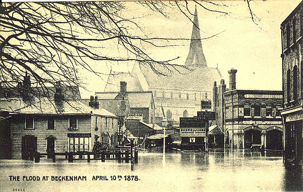 Central Beckenham, flooded in 1878.