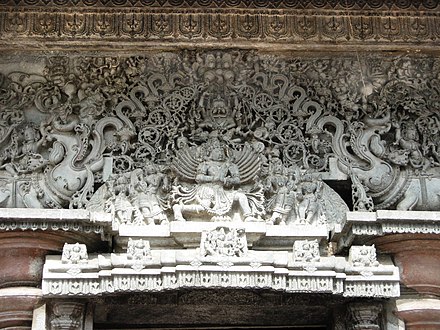 Ornate lintel over mantapa entrance in Chennakeshava temple, Belur