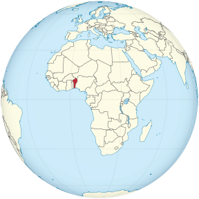 Benin on the globe (Africa centered).svg