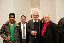 Bernd Schwarzer (far right) with Wurzburg museum director Dr. Jurgen Lenssen (center right) as well as CSU councillor Adolf Bauer (center left) and Jonathan Malila (far left). Bernd 2-.jpg