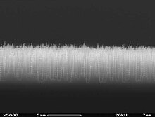 Scanning electron micrograph of black silicon, produced by RIE (ASE process) Black Silicon - ASE.jpg