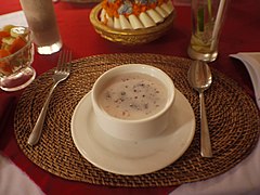 Bubur ketan hitam, black glutinous rice porridge with coconut milk and palm sugar