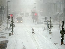 Während des Blizzards in Downtown Minneapolis