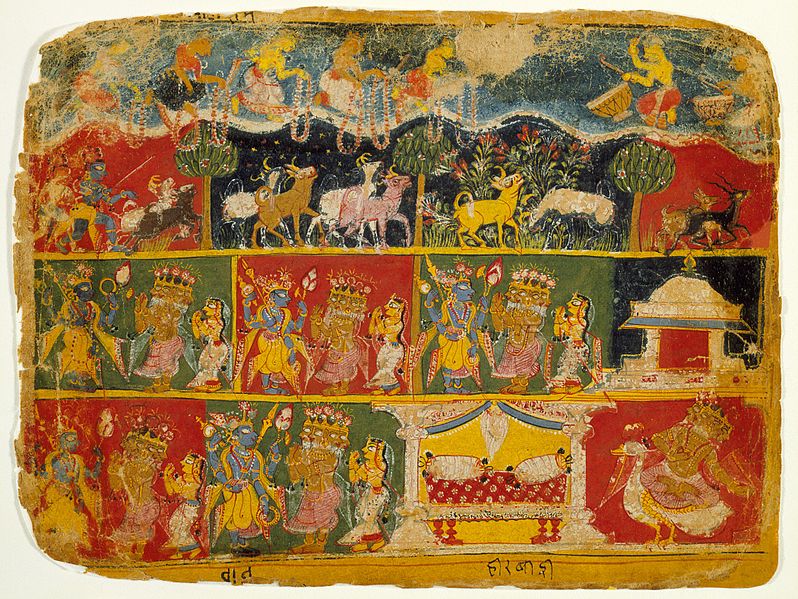 File:Brahma Salutes Krishna (recto); Text (verso); Folio from a Bhagavata Purana (Ancient Stories of the Lord) LACMA M.91.69.jpg