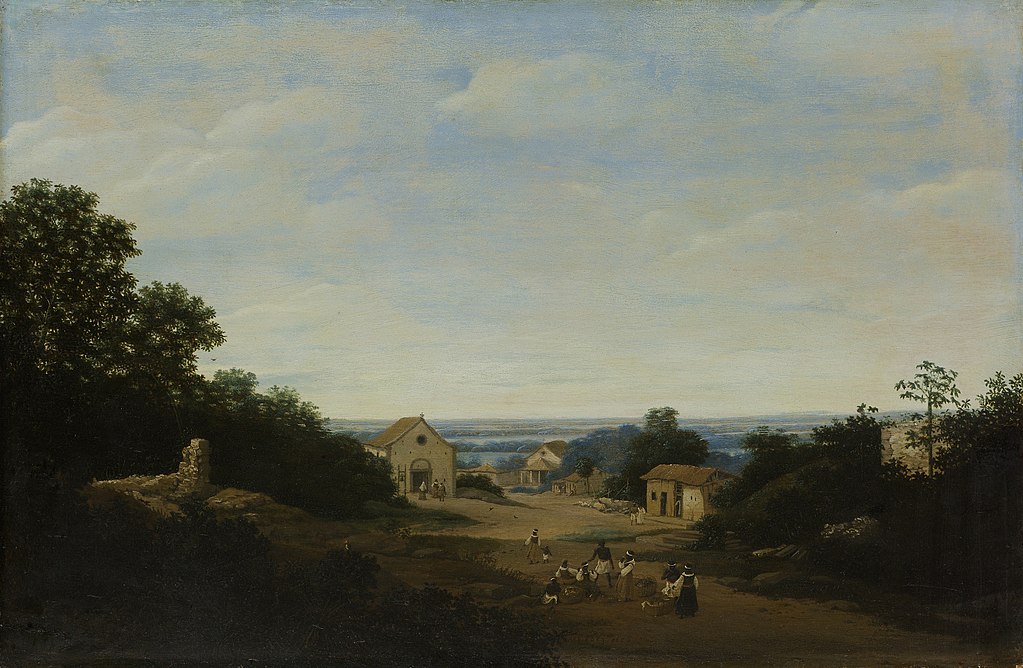 Braziliaans landschap met het dorp Igaraçú. Links de Cosmas en Damianuskerk Rijksmuseum SK-A-1486.jpeg