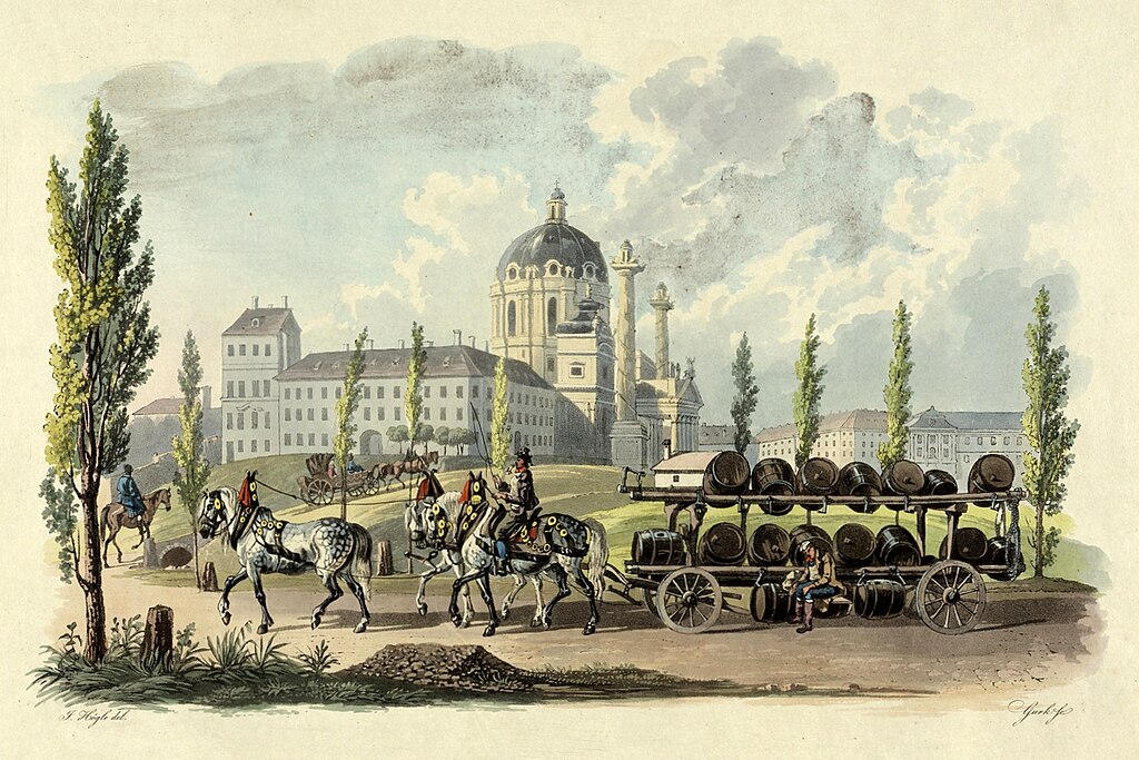 Brewery wagon at Karlsplatz, Vienna, 1825.jpg