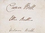Brontë sisters' signatures as Currer, Ellis and Acton Bell.jpg