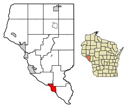 Buffalo County Wisconsin Incorporated and Unincorporated areas Fountain City Highlighted.svg