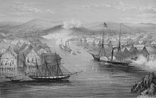 HEICS Phlegethon, HMS Spiteful and HMS Royalist attack and capture Brunei 8 July 1846 Capture of Brunei.jpg