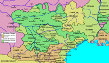 Political map of Languedoc on the eve of the Albigensian Crusade, under the rule of the House of Toulouse Cartes Occitanie.png