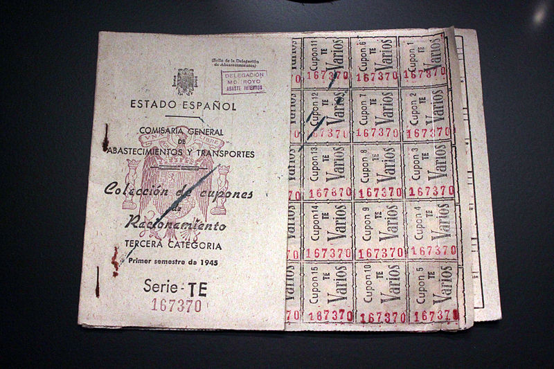 File:Cartilla de racionamiento España 1945.JPG