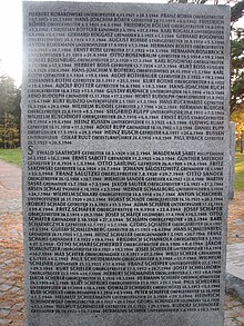 Commemoration stone with names of fallen soldiers