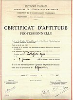 Vignette pour Certificat d'aptitude professionnelle