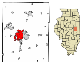 Champaign County Illinois Incorporated and Unincorporated areas Champaign Highlighted.svg
