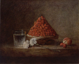 A Basket of Wild Strawberries (ca, 1760), oil on canvas, 38 x 46 cm., private collection