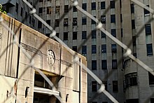 The main entrance to Charity Hospital from Tulane Ave. Charity Hospital in New Orleans (behind security fence).jpg