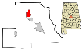 Chilton County Alabama Incorporated and Unincorporated areas Jemison Highlighted.svg
