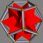 Five tetrahedra in a dodecahedron. Chiroicosahedron-in-dodecahedron.png