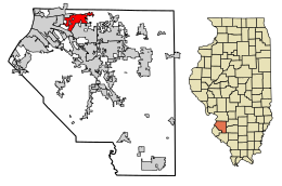 Lokalizacja Caseyville w hrabstwie St. Clair w stanie Illinois.