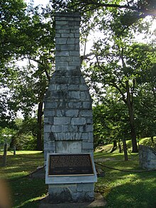 Chimney from the home of William Christian, built in 1772. The stones were relocated when the dam inundated the site, and this monument was erected at Claytor Lake State Park by the New River Historical Society and the Virginia Division of State Parks. Claytor Lake State Park (10091704693).jpg