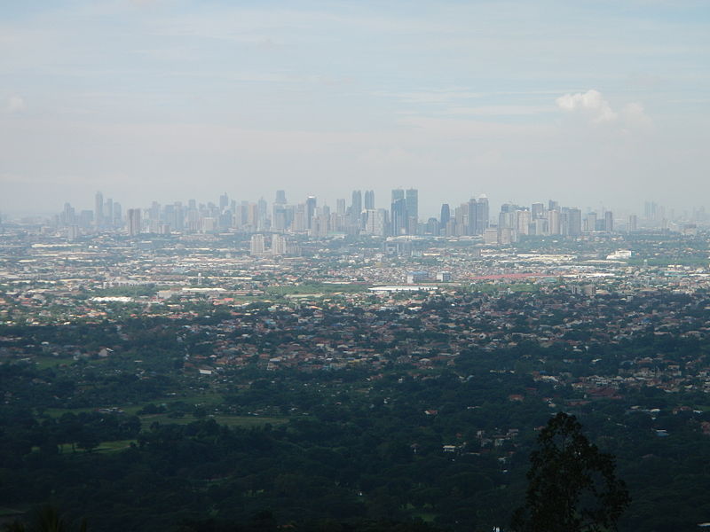 Metro Manila as seen from the Sierra Madre mountains east of the region in Rizal