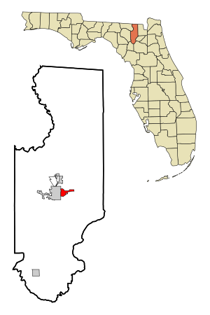 Columbia County Florida Incorporated and Unincorporated areas Watertown Highlighted.svg