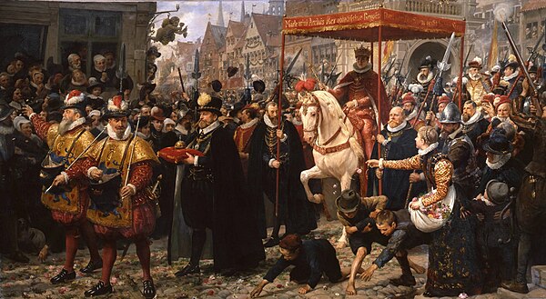 The coronation of King Christian IV on 29 August 1596 History painting by Otto Bache, 1887.