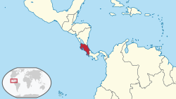Situo de Kostariko en ĝia regiono.