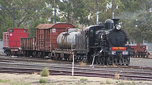 D 658, hauling a rake of historic goods carriages, Newport Workshops in March 2007 D3658freight.jpg