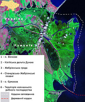 Супутниковий знімок території Дунайського біосферного заповідника