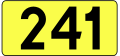 English: Sign of DW 241 with oficial font Drogowskaz and adequate dimensions.