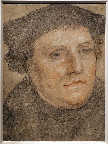 File:Da cranach il vecchio, ritratto di martin lutero, ante 1587, matite e biacca.jpg