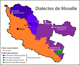 Situation des principaux dialectes en Moselle