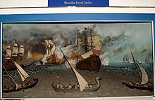 Diorama showing maratha naval tactics, National Museum, New Delhi.jpg