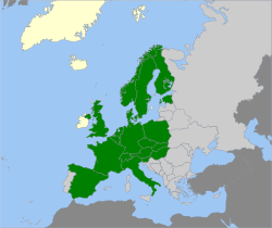 Euroopan maat, joissa lajia tavataan.