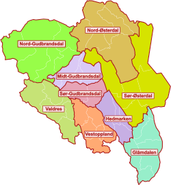 Distrikter i Innlandet fylke