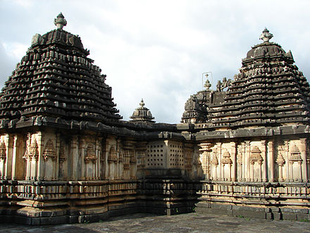 Kadamba shikara (tower)with Kalasa (pinnacle) on top at Lakshmi Devi Temple, Doddagaddavalli