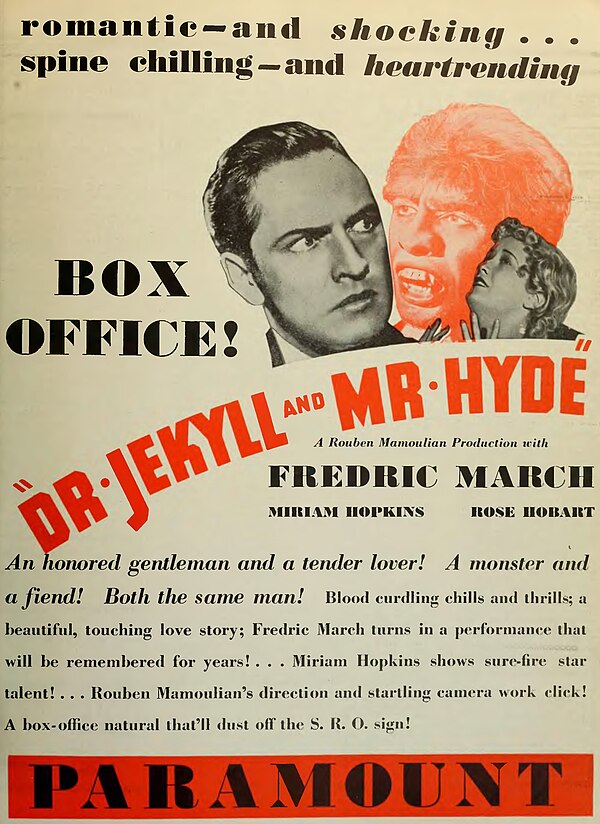 Dr. Jekyll and Mr Hyde ad in The Film Daily, 1932