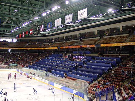 The E Center during a hockey match on February 11, 2002